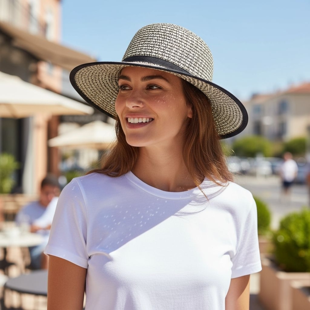 🆕️ Madd Hatter Sparkle Sequins Sun Hat in Black/Natural